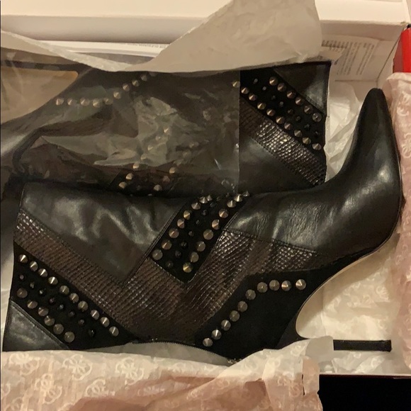 Guess Shoes - Guess black leather studded boots Guess Shoes - Guess black leather studded boots